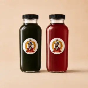 Functional Essentials package featuring Green Vitality and Hibiscus Beet Berry bottles side by side